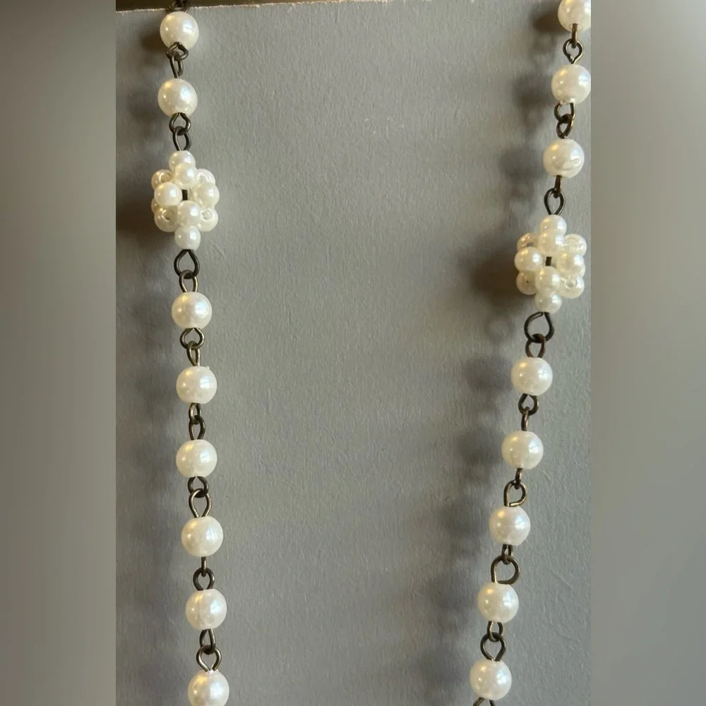 Vintage Pearl Lariat Style Necklace Boho